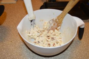 Mix cream cheese, Bacon Pieces and Garlic Salt in bowl