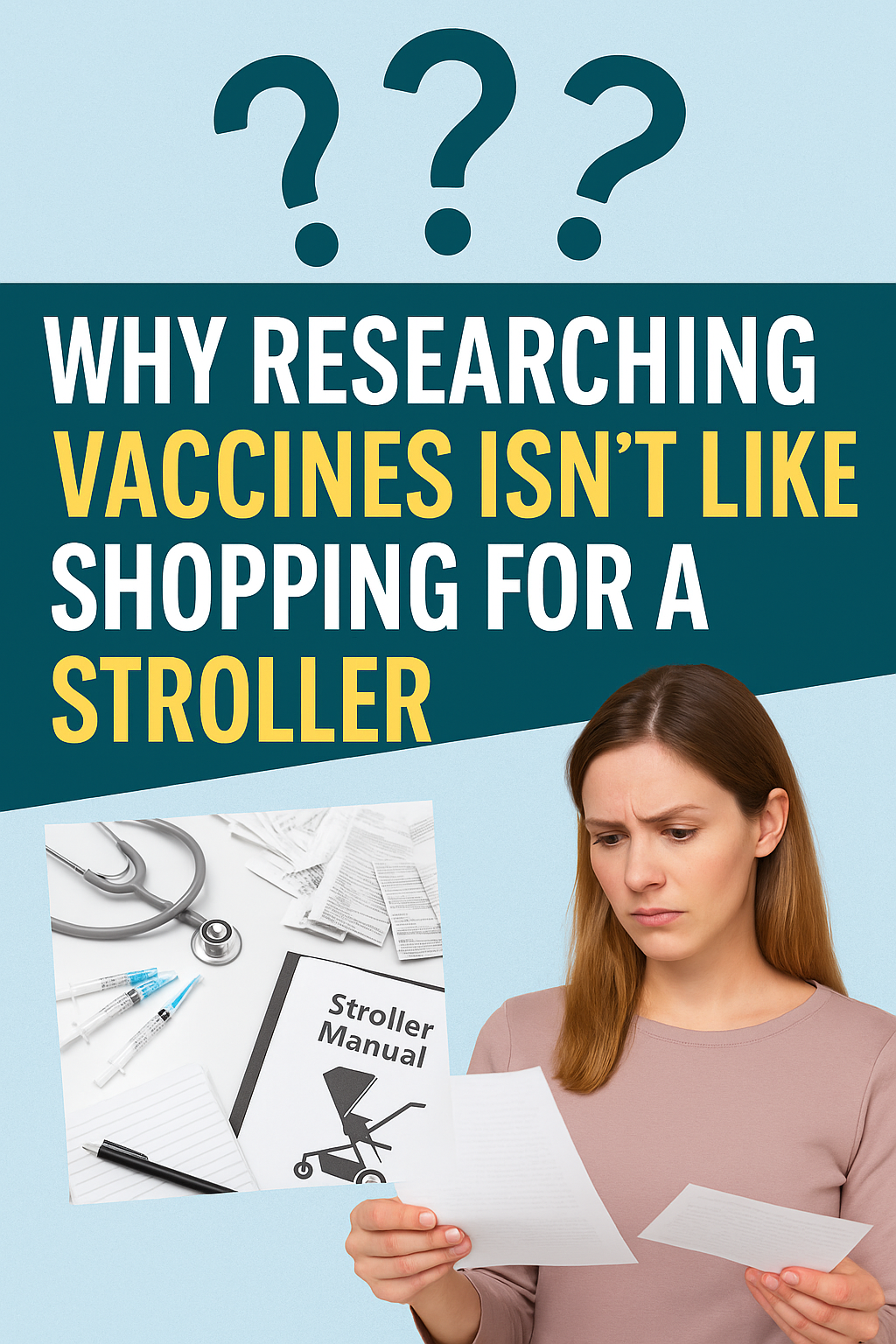 Why is researching a stroller easier than researching a vaccine? This post digs into why the tools we use for consumer decisions don’t apply when it comes to medicine — and why that matters for parents. 🤔🍼 #VaccineSafety #ParentalChoice #InformedConsent #MedicalResearch